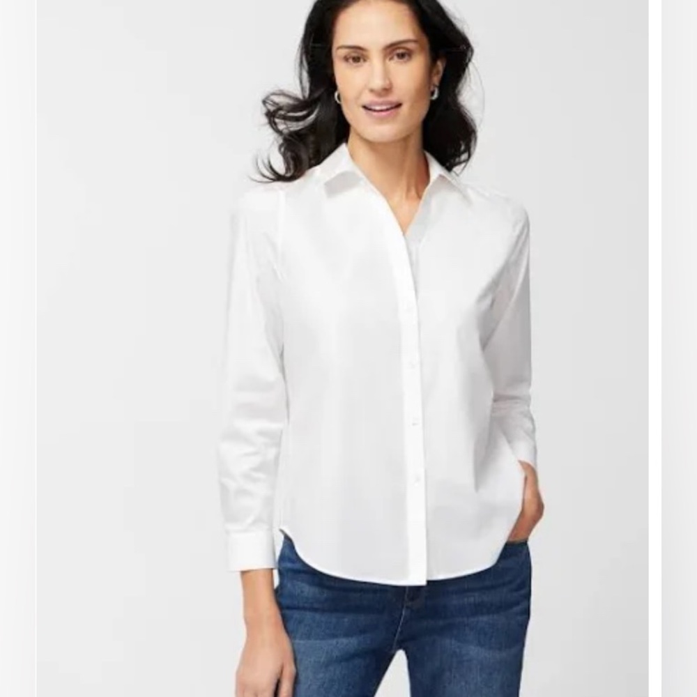 Chico’s White Wrinkle-Resistant Shirt in White Large (12)